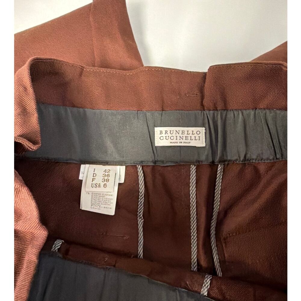 Brunello Cucinelli high rise paper waist wide leg pants Brown 6 - Picture 5 of 6